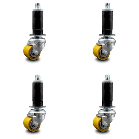 Service Caster Low Profile Polyurethane 35mm Wheel 1 Inch Expanding Stem Caster SCC, 4PK SCC-EX04S13810-PUB-1-4